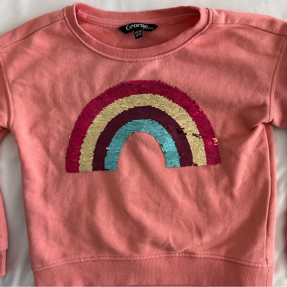 George Other - George Girls Pink Rainbow Sequin Sweatshirt – Size XS (4–5